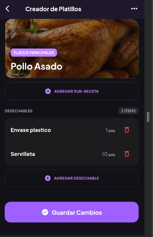 Desechables en Receta