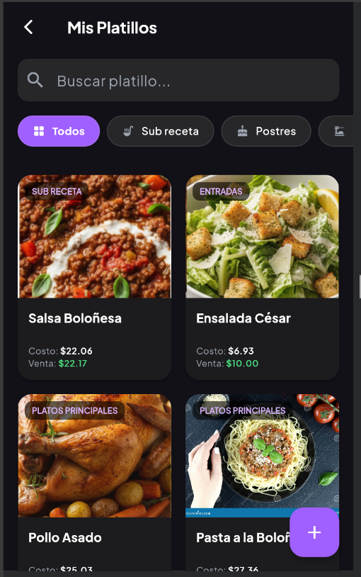 Catálogo de Platillos